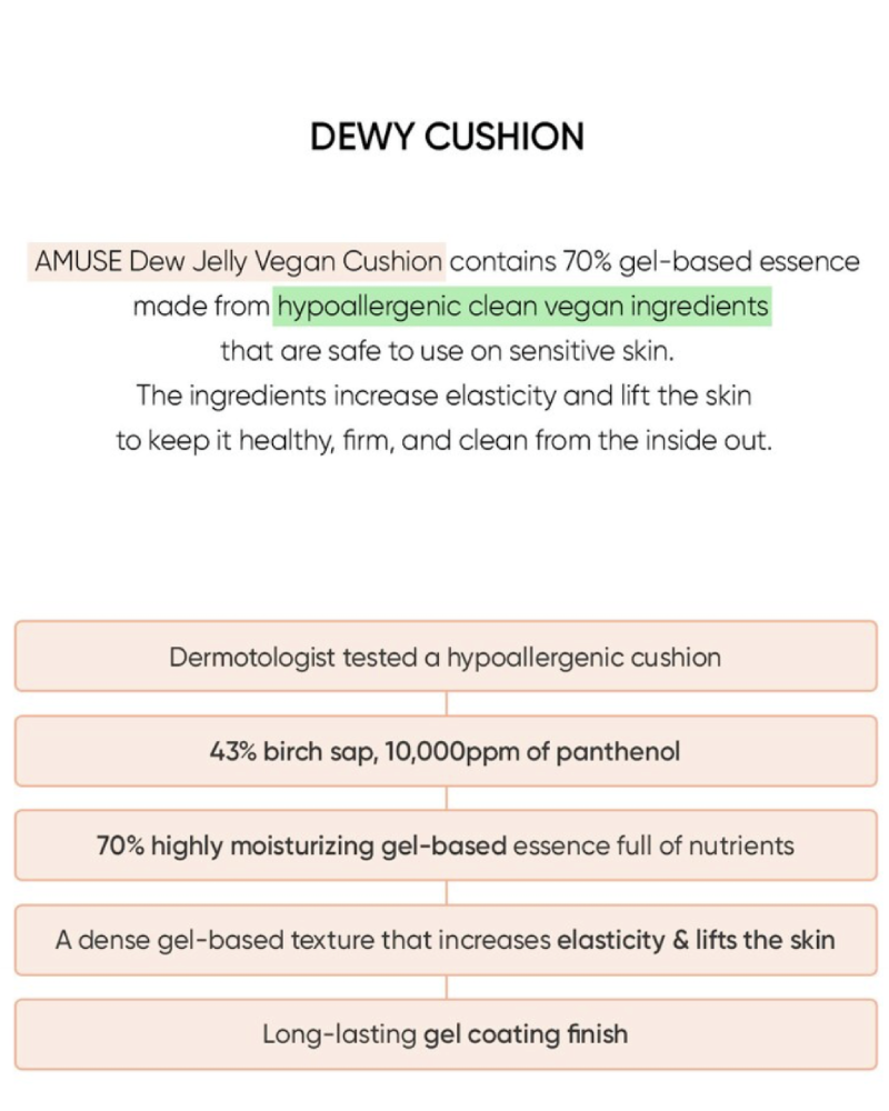 AMUSE Dew Jelly Vegan Cushion - 3 Shades (15g) - CHERIPAI