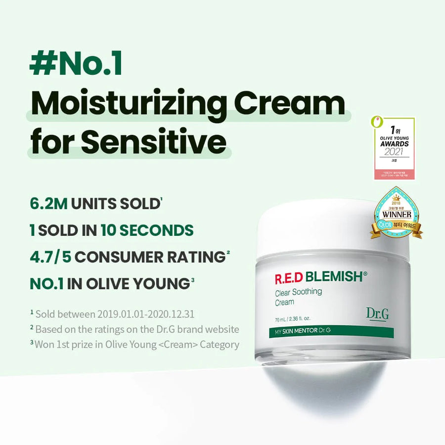 DR. G Red Blemish Clear Soothing Cream (70ml) - CHERIPAI