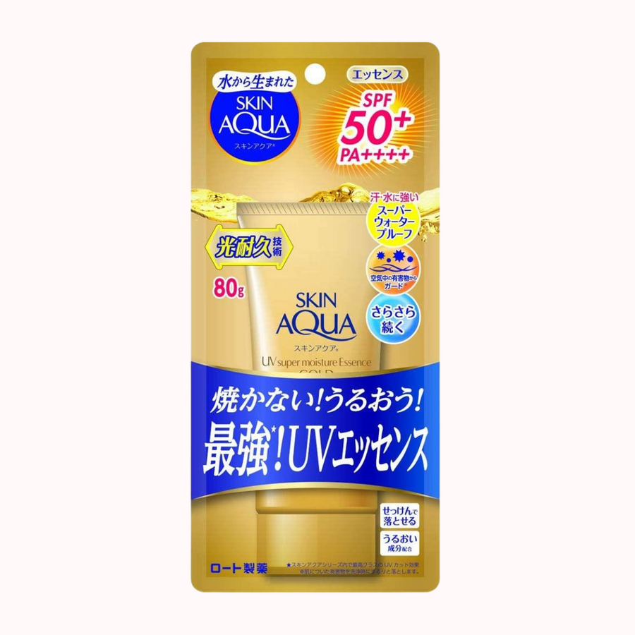 ROHTO MENTHOLATUM Skin Aqua UV Super Moisture Essence Gold SPF 50+ PA++++ (80ml) - CHERIPAI