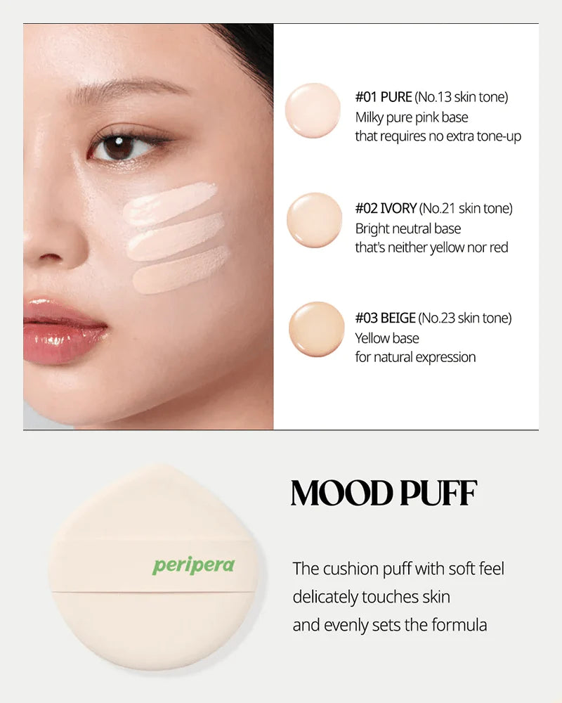 PERIPERA Mood Vegan Glow Cushion -3 Shades (13g) - CHERIPAI